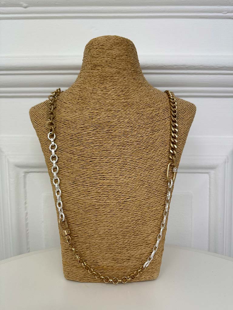 Envy Faux Suede & Chain Link Necklace - Taupe