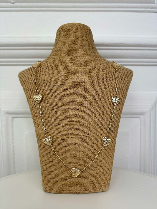 Envy Textured Heart Chain Necklace - Gold