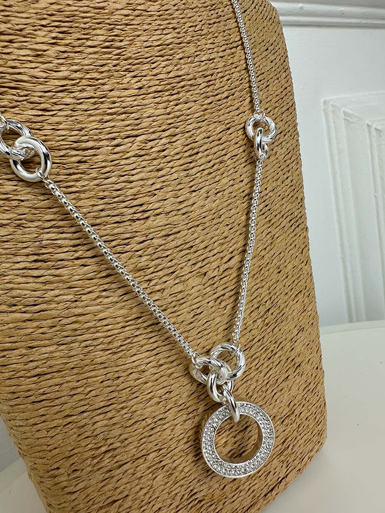 Envy Embellished Ring Necklace - Silver