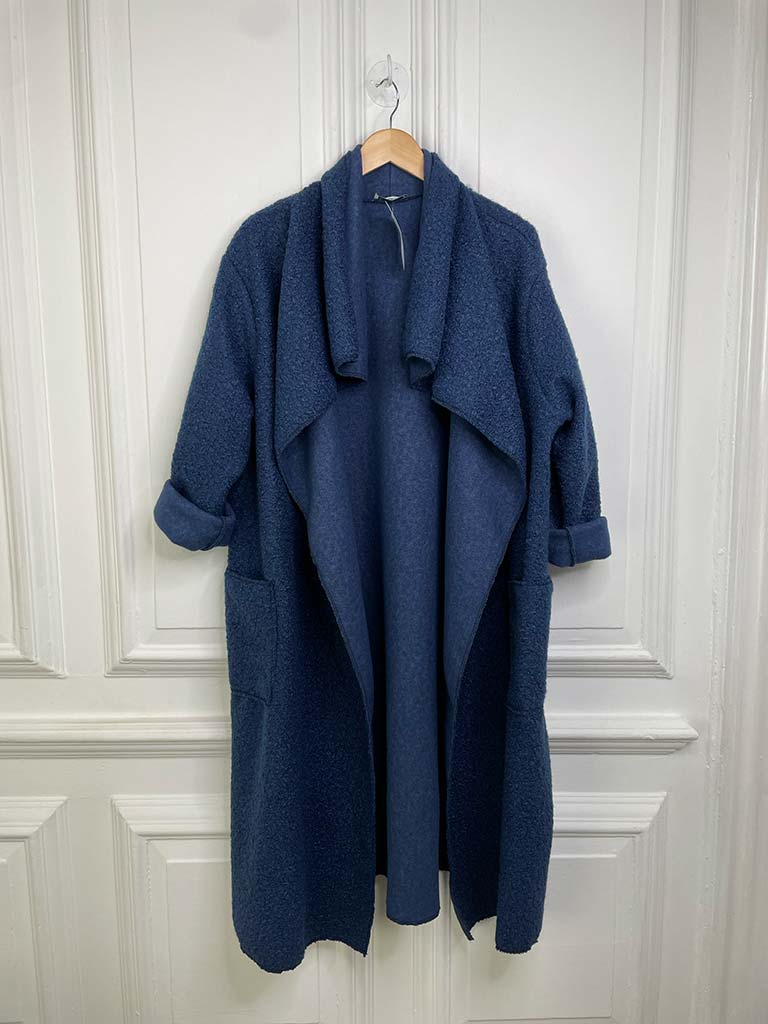 Boucle Waterfall Coat - Denim