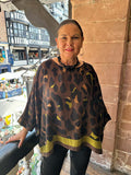 Leopard Border Print Top - Chocolate