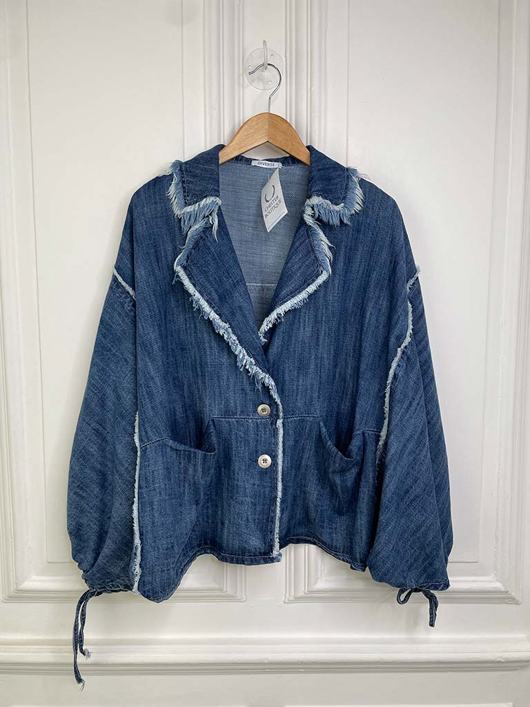 Raw Edge Denim Jacket - Blue