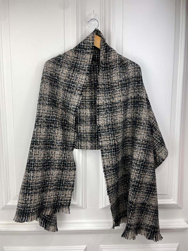 Shimmer Check Scarf - Black