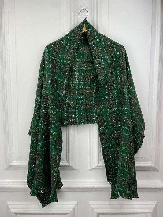 Shimmer Check Scarf - Green