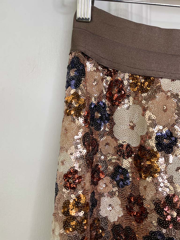 Malissa J Flower Sequin Skirt - Rose Gold Mix