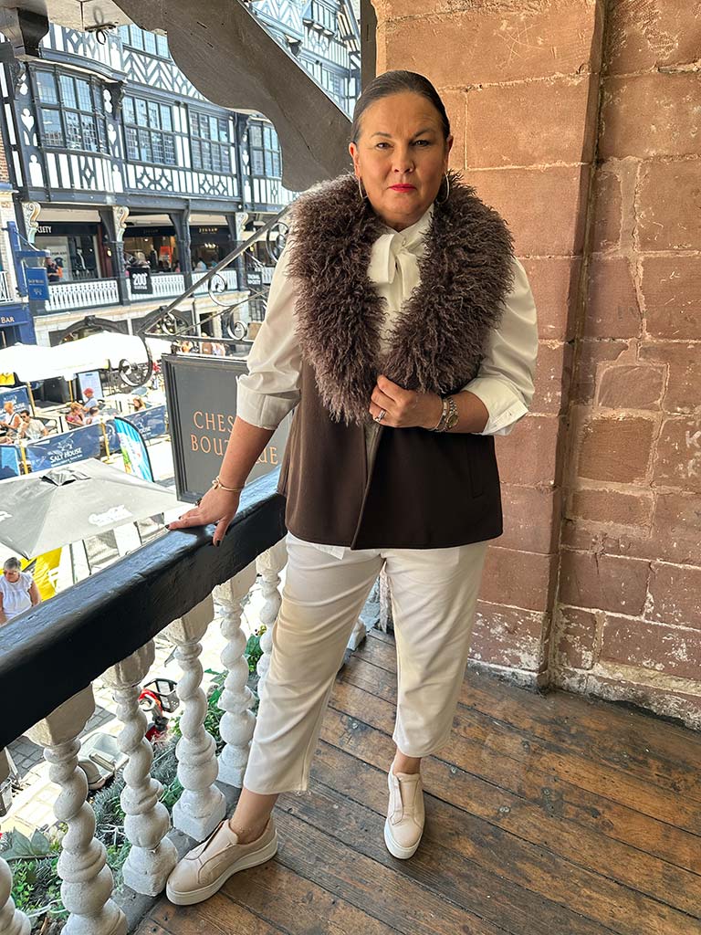 Malissa J Mongolian Fur Gilet - Chocolate