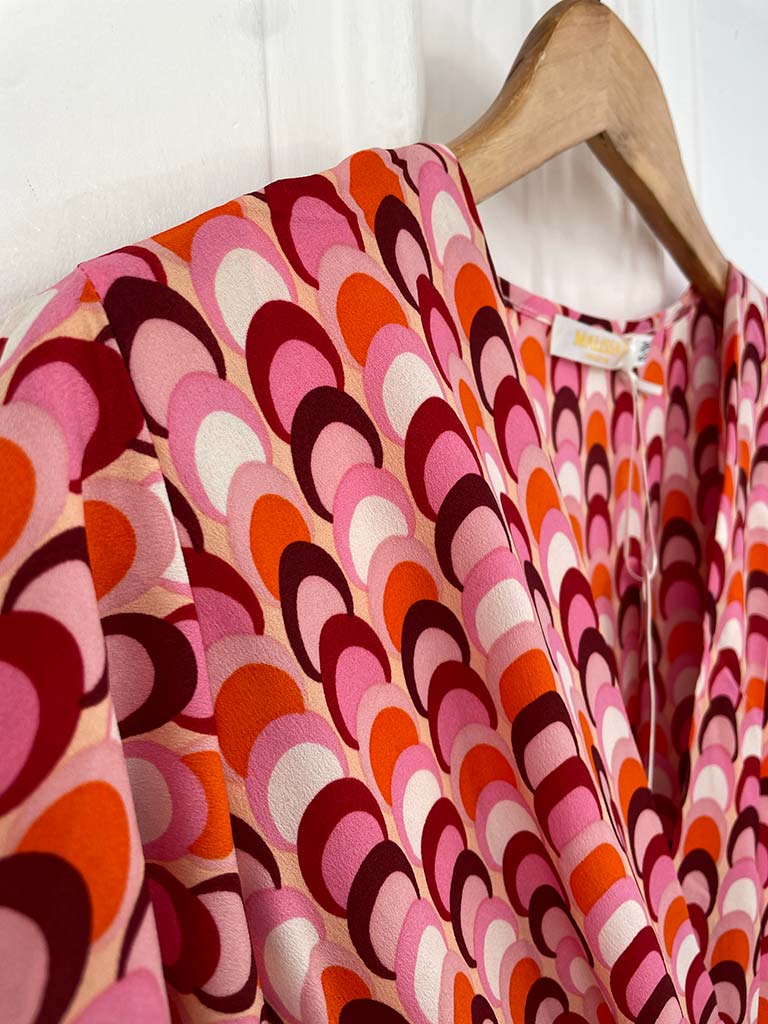 Malissa J Scallop Print Crossover Maxi Dress - Coral