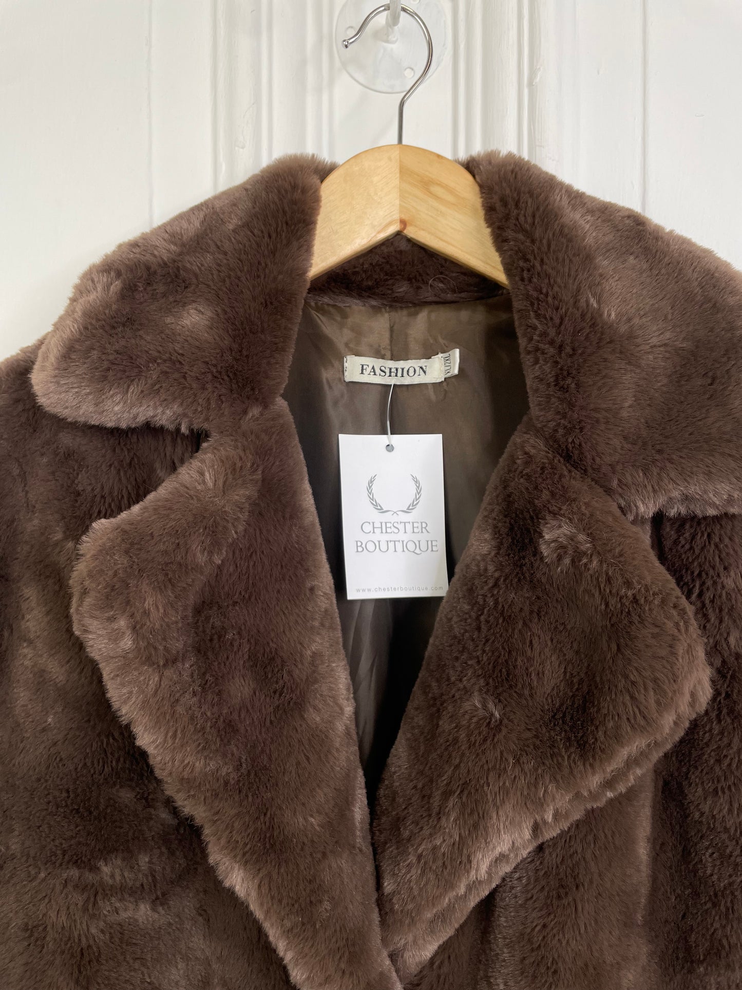 Luxe Faux Fur Long Coat - Chocolate