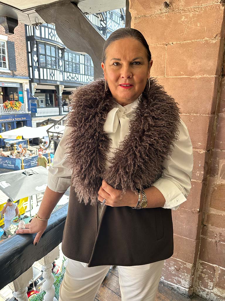 Malissa J Mongolian Fur Gilet - Chocolate