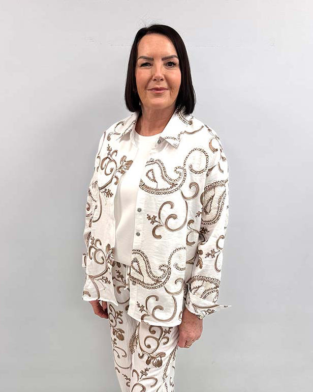Malissa J Paisley Shirt - White