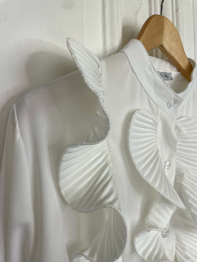 Plissé Ruffle Shirt - Warm White