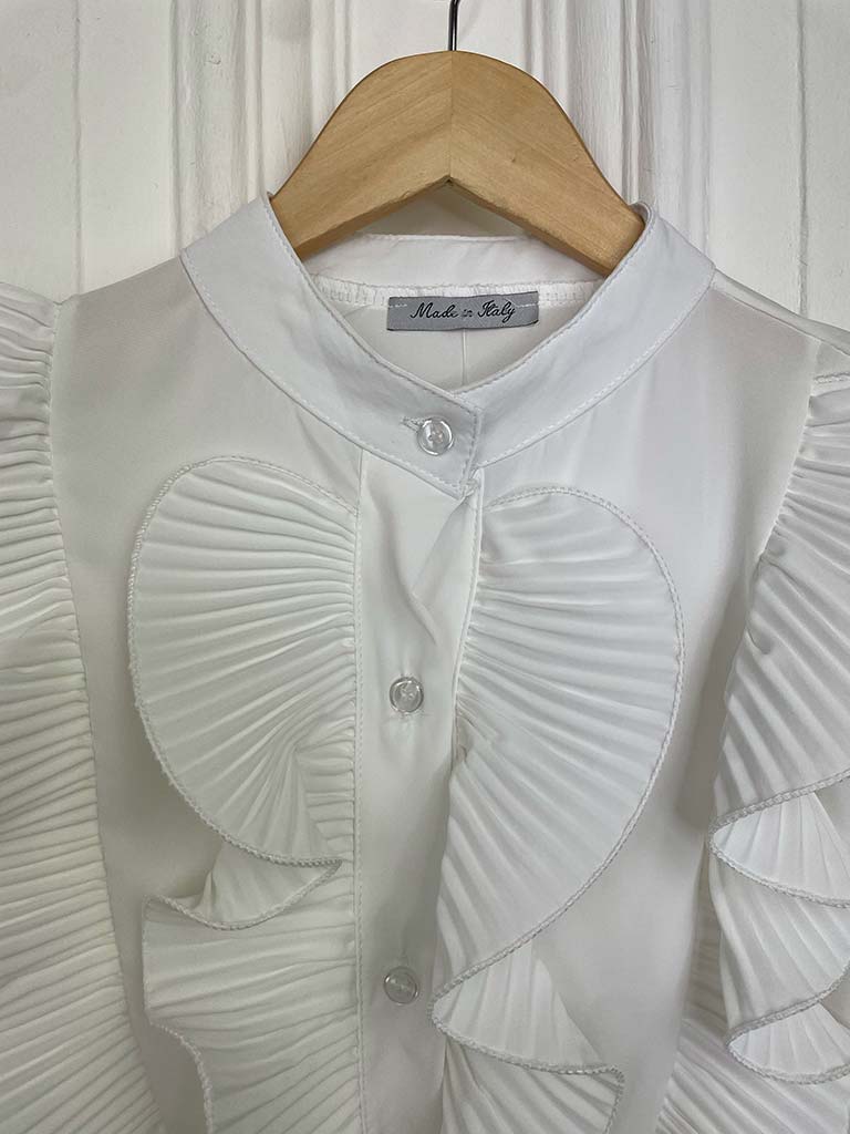 Plissé Ruffle Shirt - Warm White