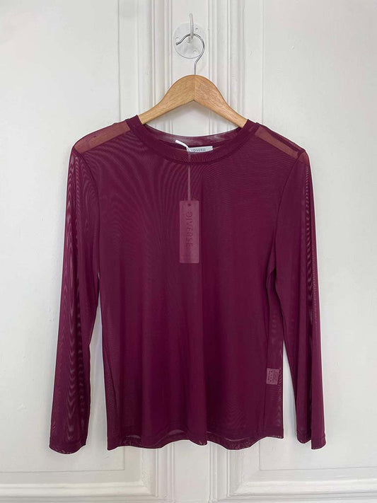 Luxe Mesh Layering Top - Merlot