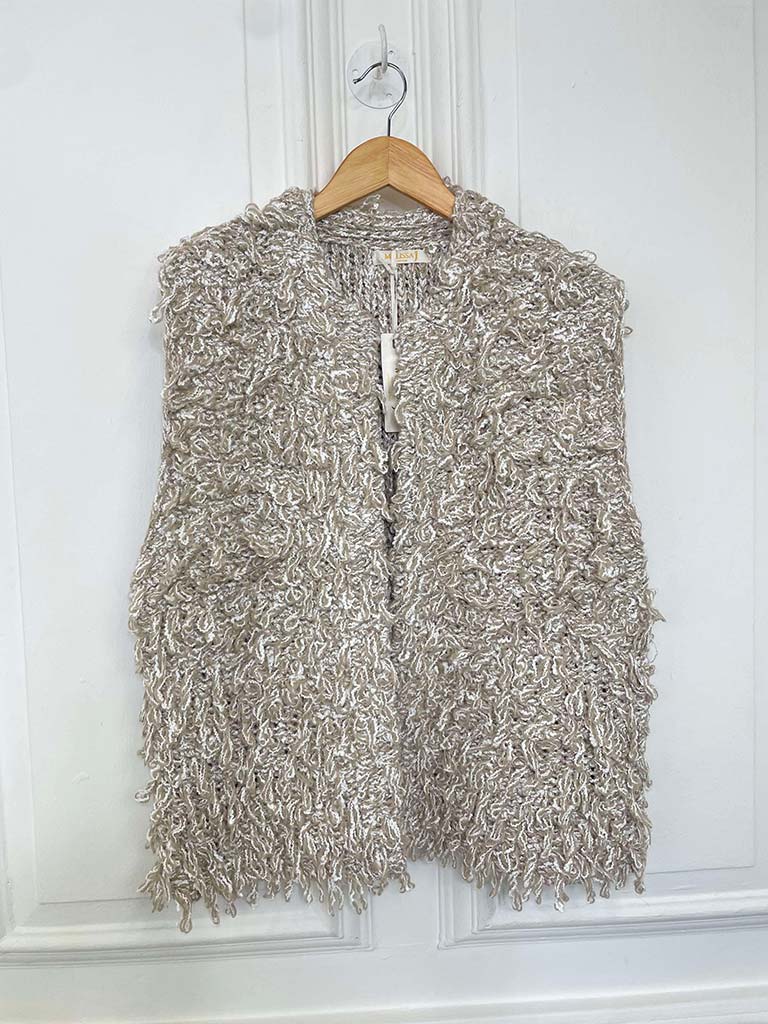 Malissa J Shaggy Waistcoat - Stone