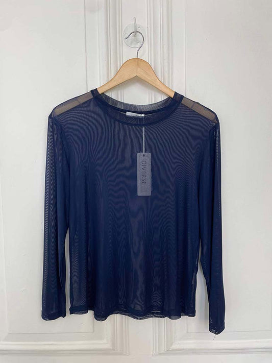 Luxe Mesh Layering Top - Navy