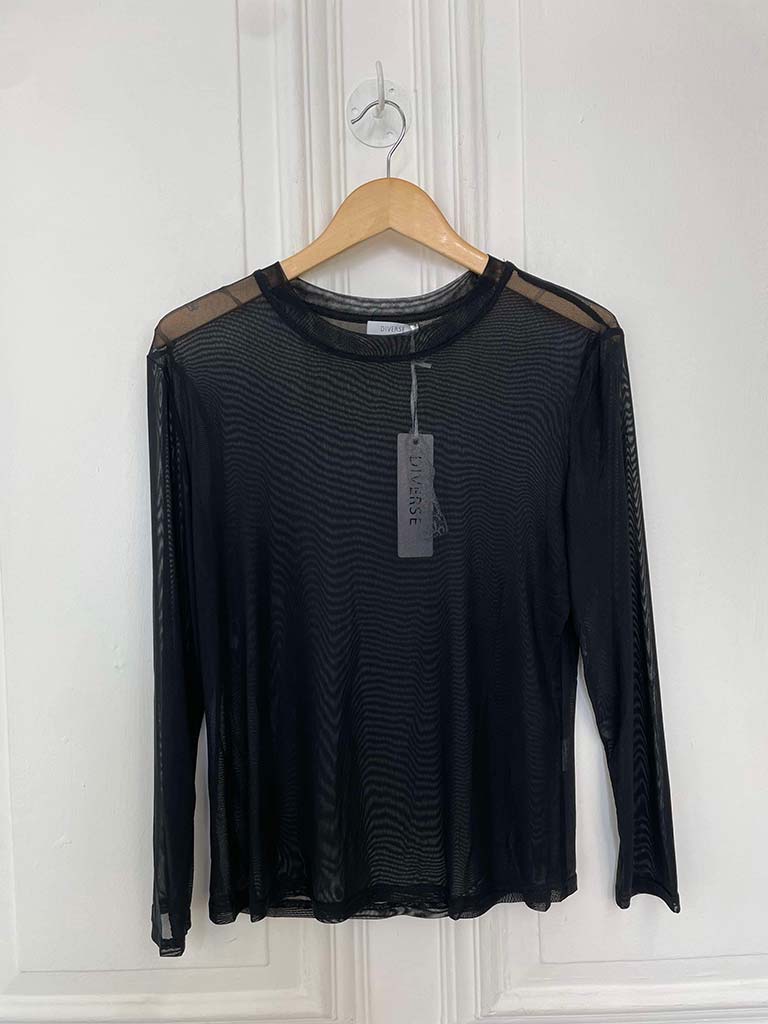 Luxe Mesh Layering Top - Black