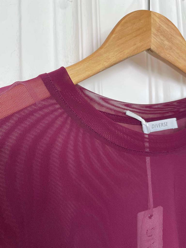 Luxe Mesh Layering Top - Merlot