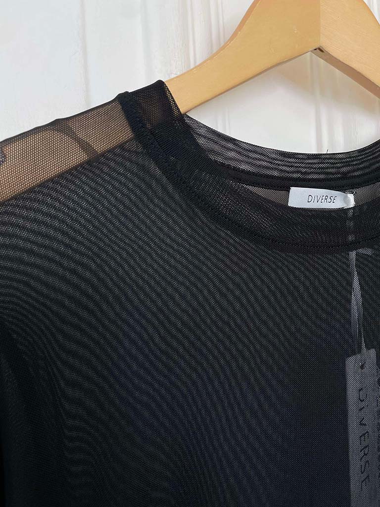 Luxe Mesh Layering Top - Black