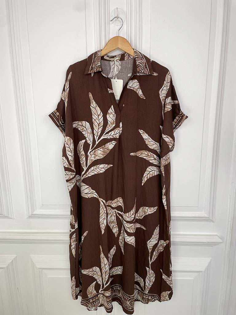 Botanical Tunic Dress - Chocolate