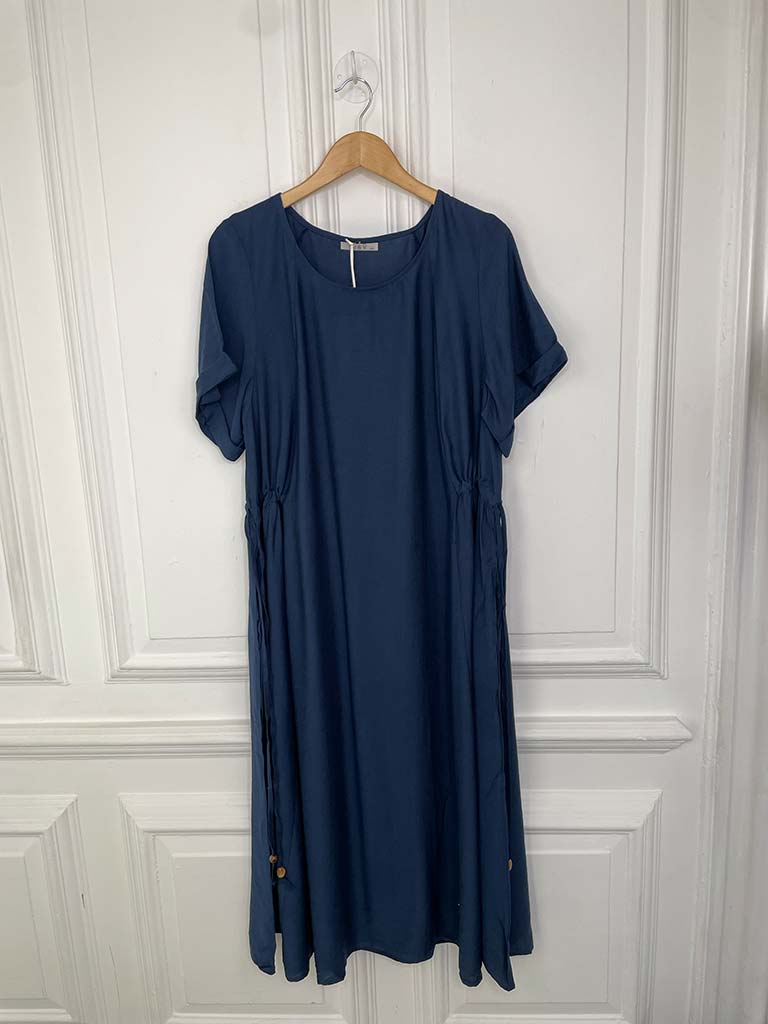 Ruched Tie Side Dress - Navy