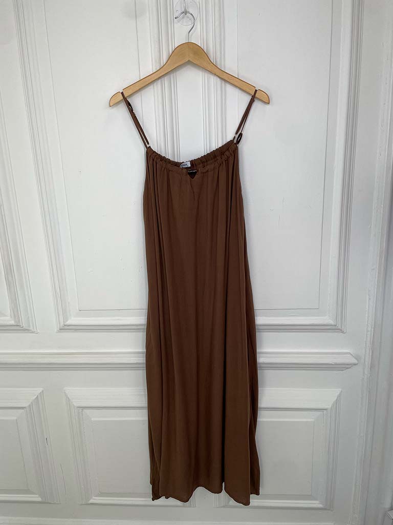 Bead Detail Maxi Dress - Coffee