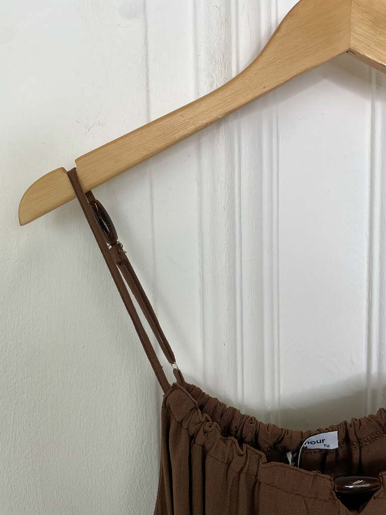 Bead Detail Maxi Dress - Coffee