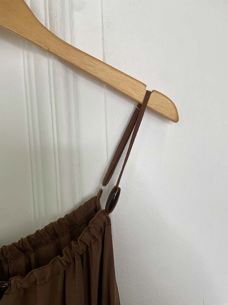 Bead Detail Maxi Dress - Coffee