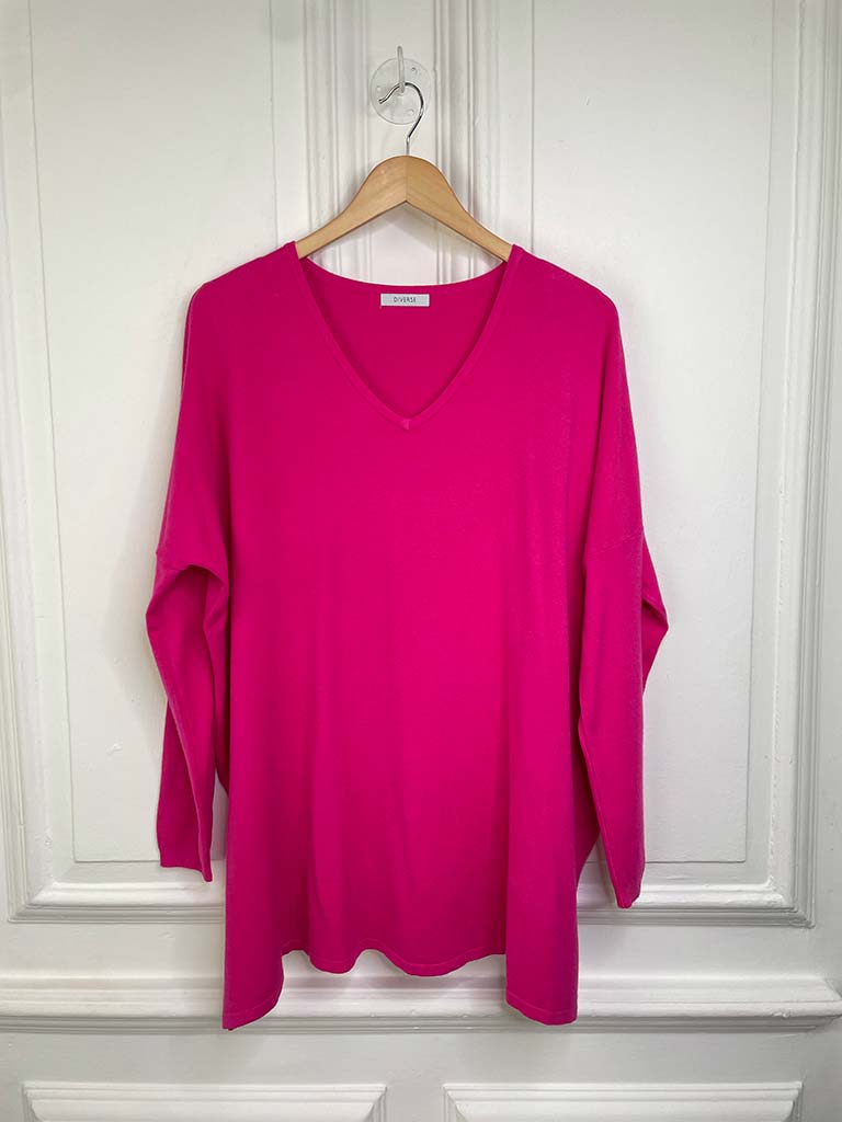 V-Neck Supersoft Knit - Hot Pink