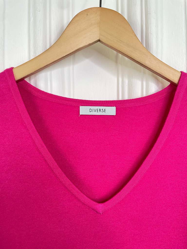 V-Neck Supersoft Knit - Hot Pink