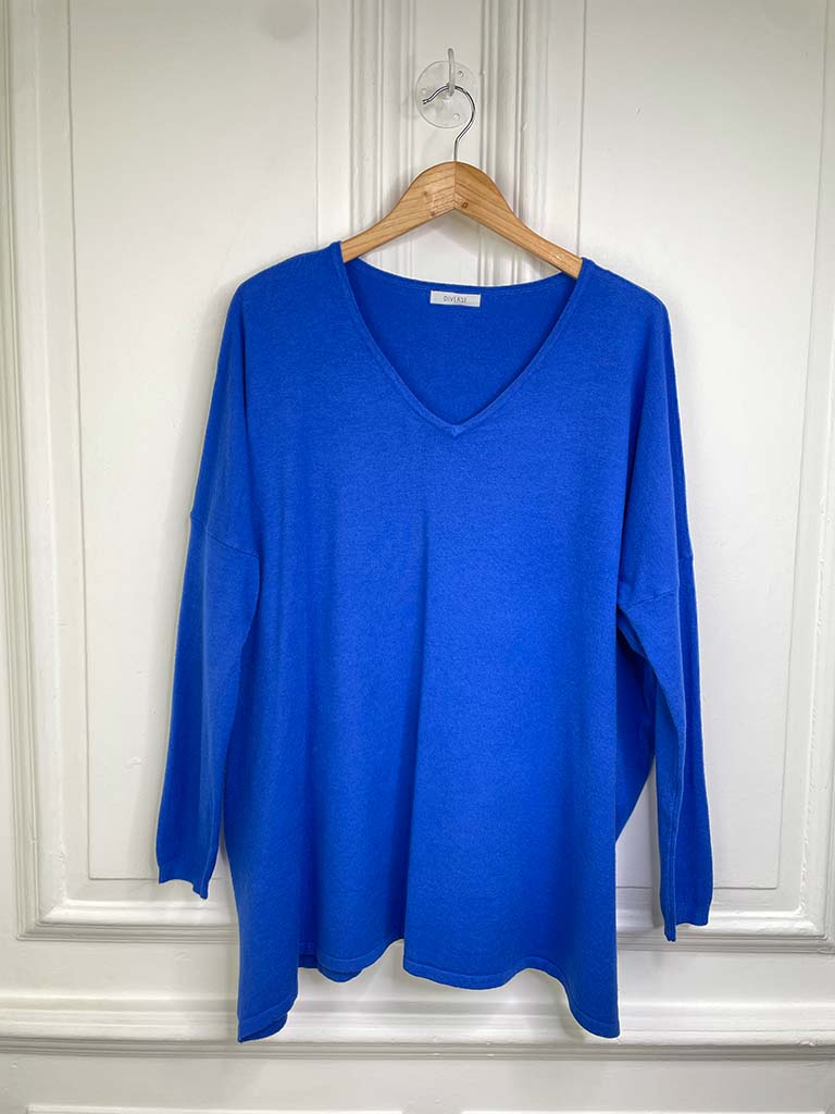 V-Neck Supersoft Knit - Cobalt