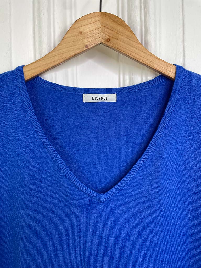 V-Neck Supersoft Knit - Cobalt