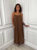 Bead Detail Maxi Dress - Coffee