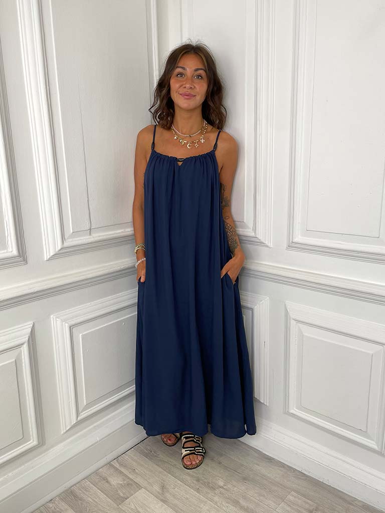 Bead Detail Maxi Dress - Navy