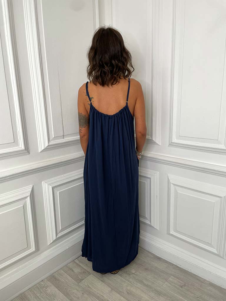 Bead Detail Maxi Dress - Navy