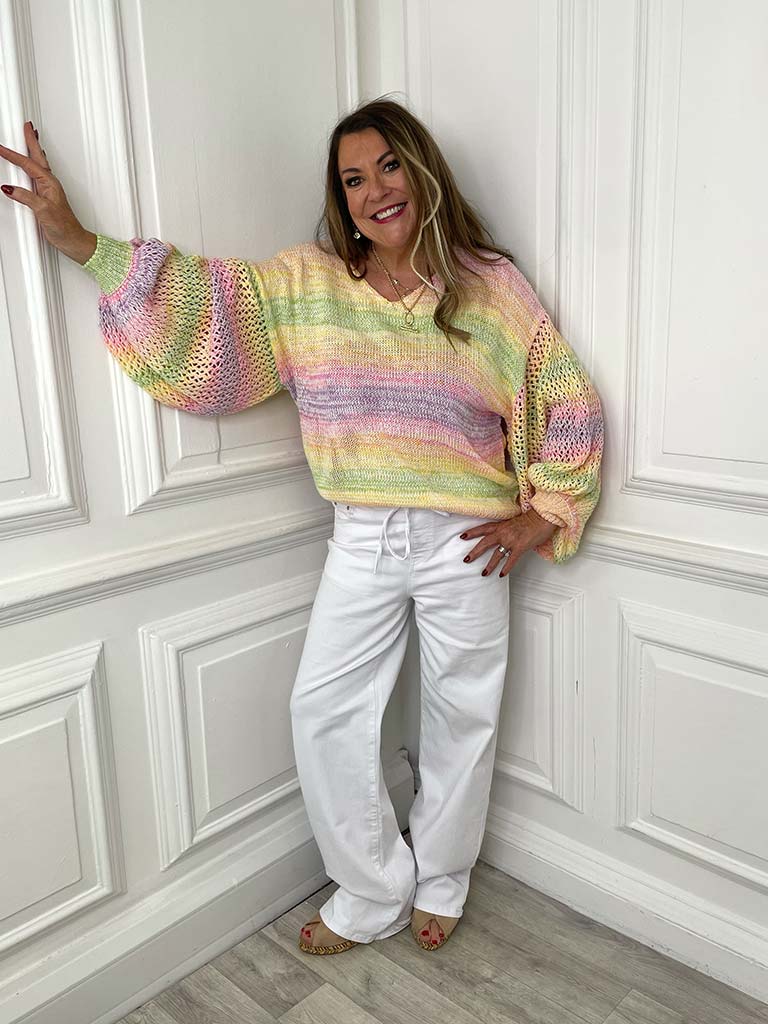 Rainbow Honeycomb Sleeve Knit