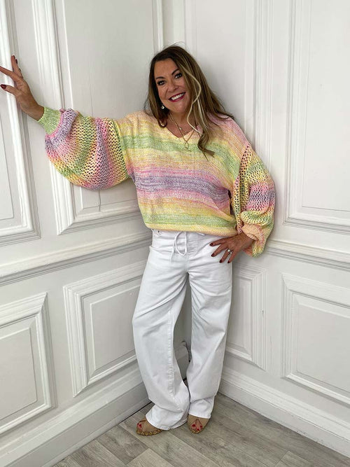 Rainbow Honeycomb Sleeve Knit