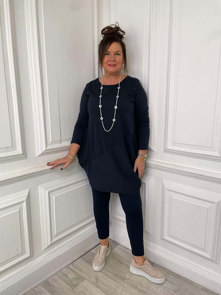 Classic Cocoon Tunic - Navy