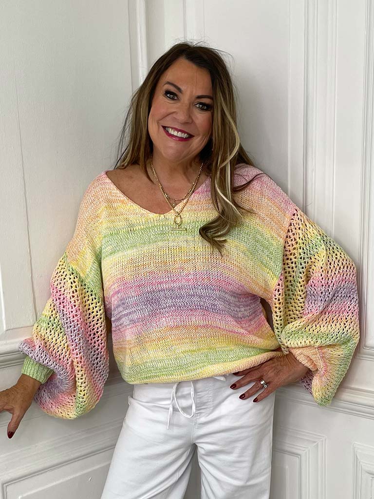 Rainbow Honeycomb Sleeve Knit