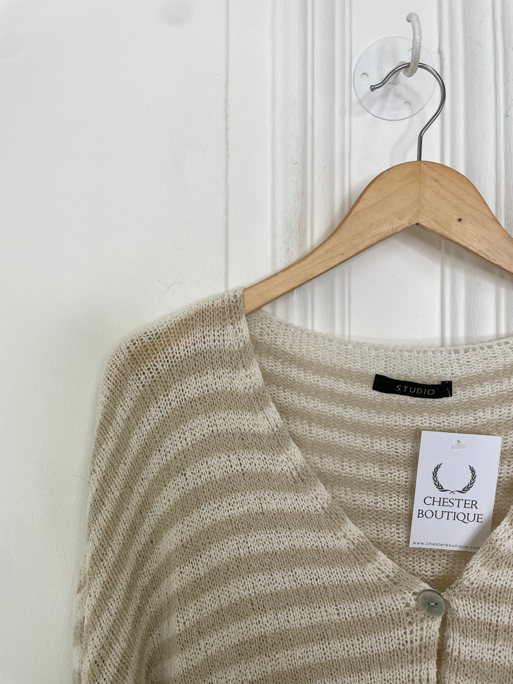 Relaxed Stripe Cardigan - Biscuit