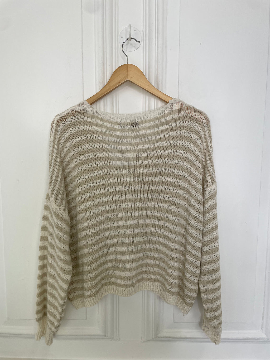 Relaxed Stripe Cardigan - Biscuit
