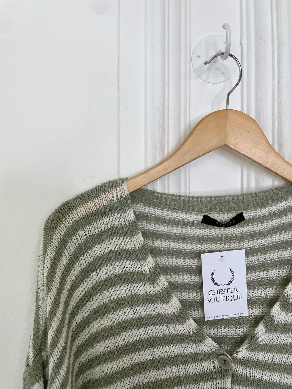 Relaxed Stripe Cardigan - Khaki