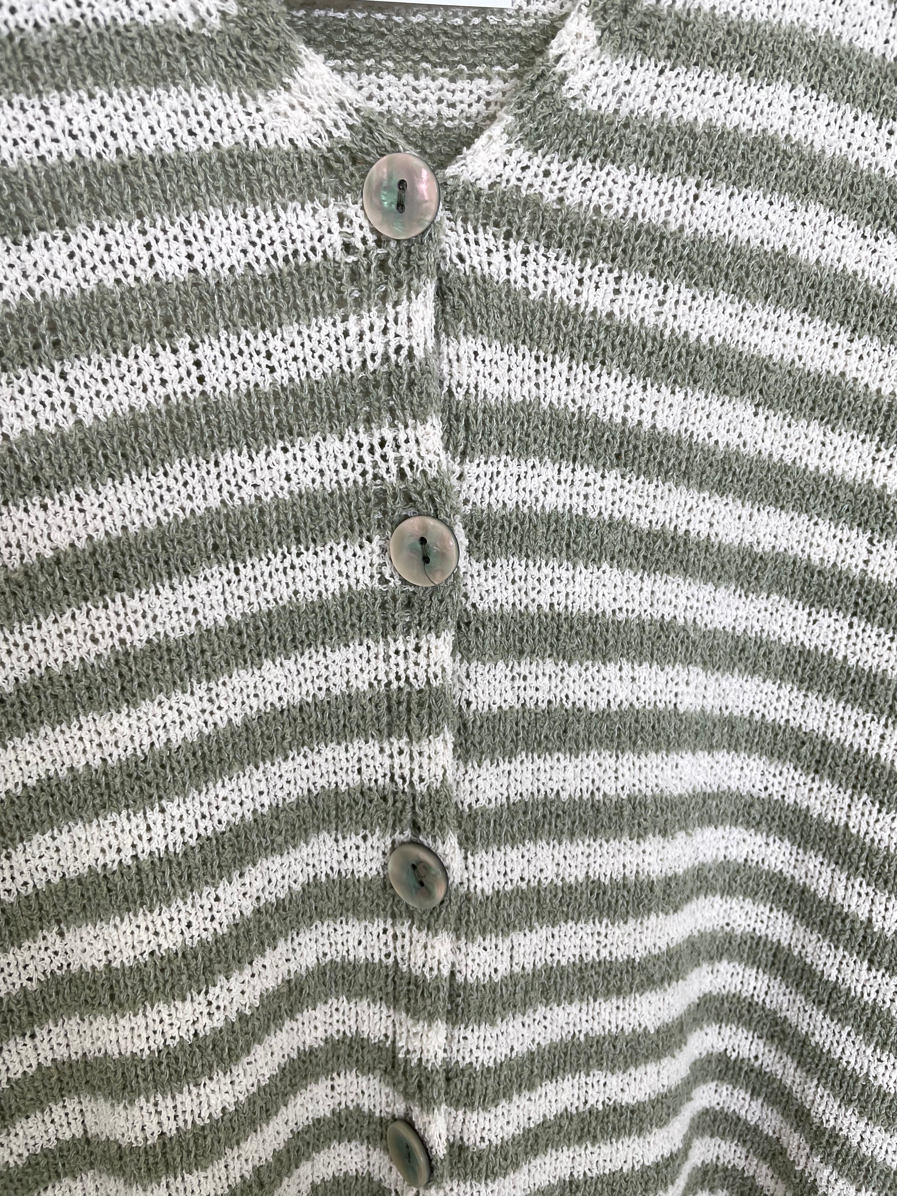 Relaxed Stripe Cardigan - Khaki