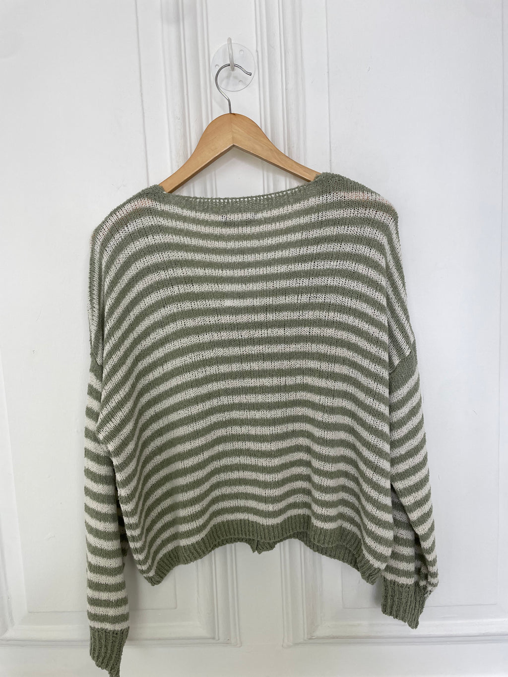 Relaxed Stripe Cardigan - Khaki