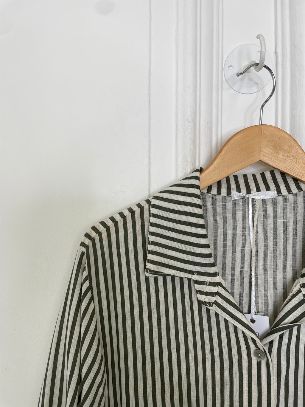 Stripe Linen Shirt Dress - Khaki