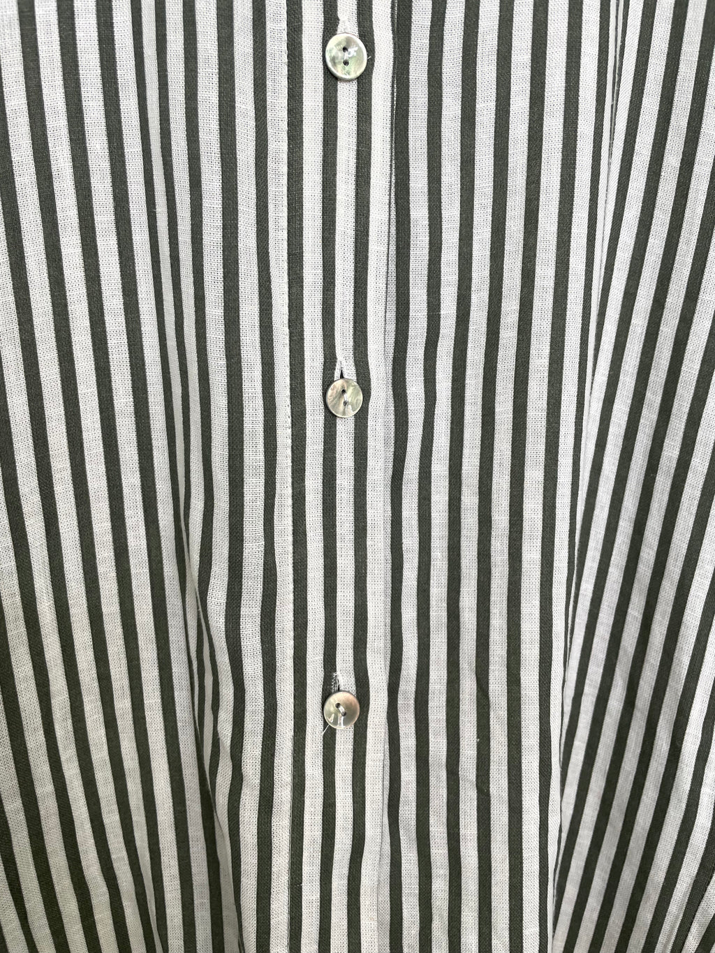 Stripe Linen Shirt Dress - Khaki