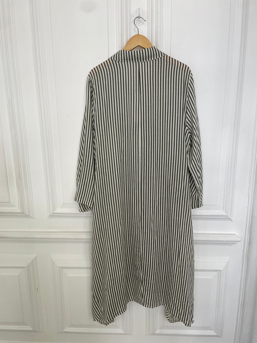 Stripe Linen Shirt Dress - Khaki