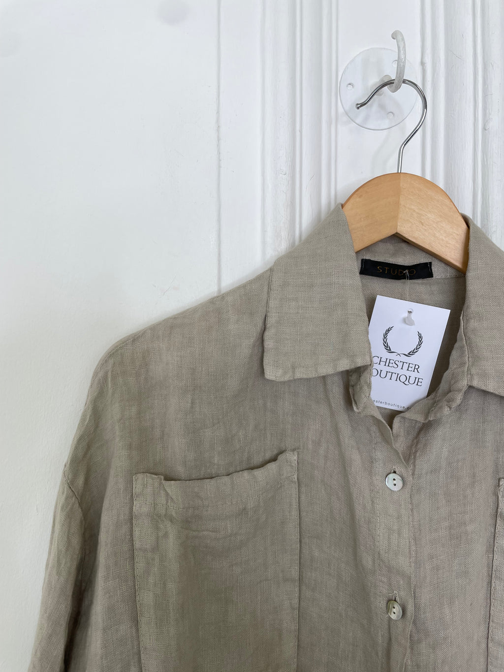 Linen Boxy Pocket Shirt - Biscuit