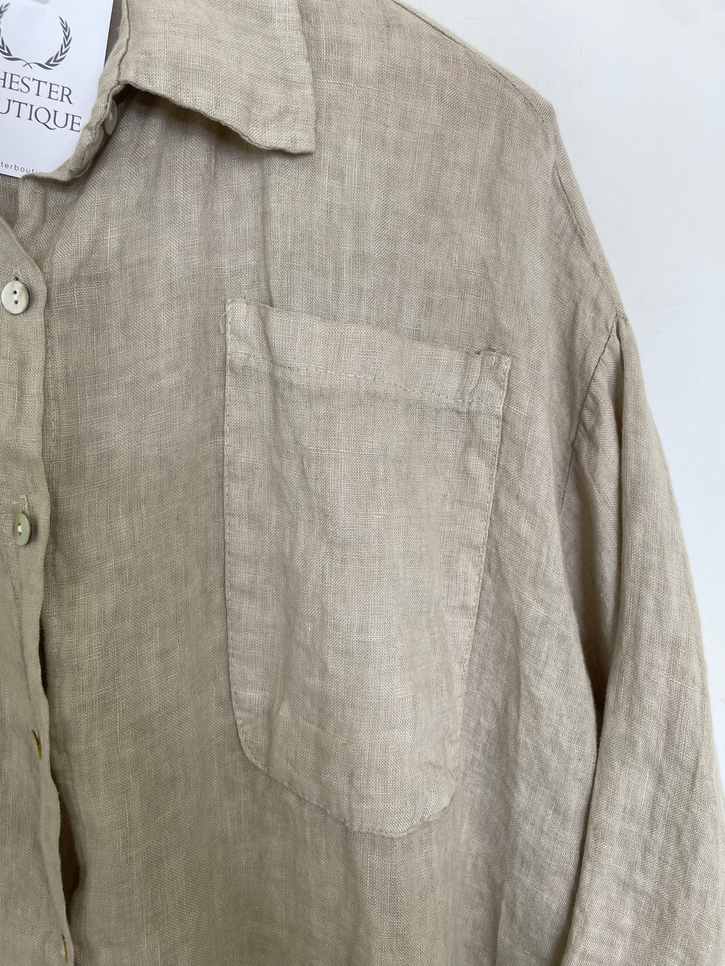 Linen Boxy Pocket Shirt - Biscuit