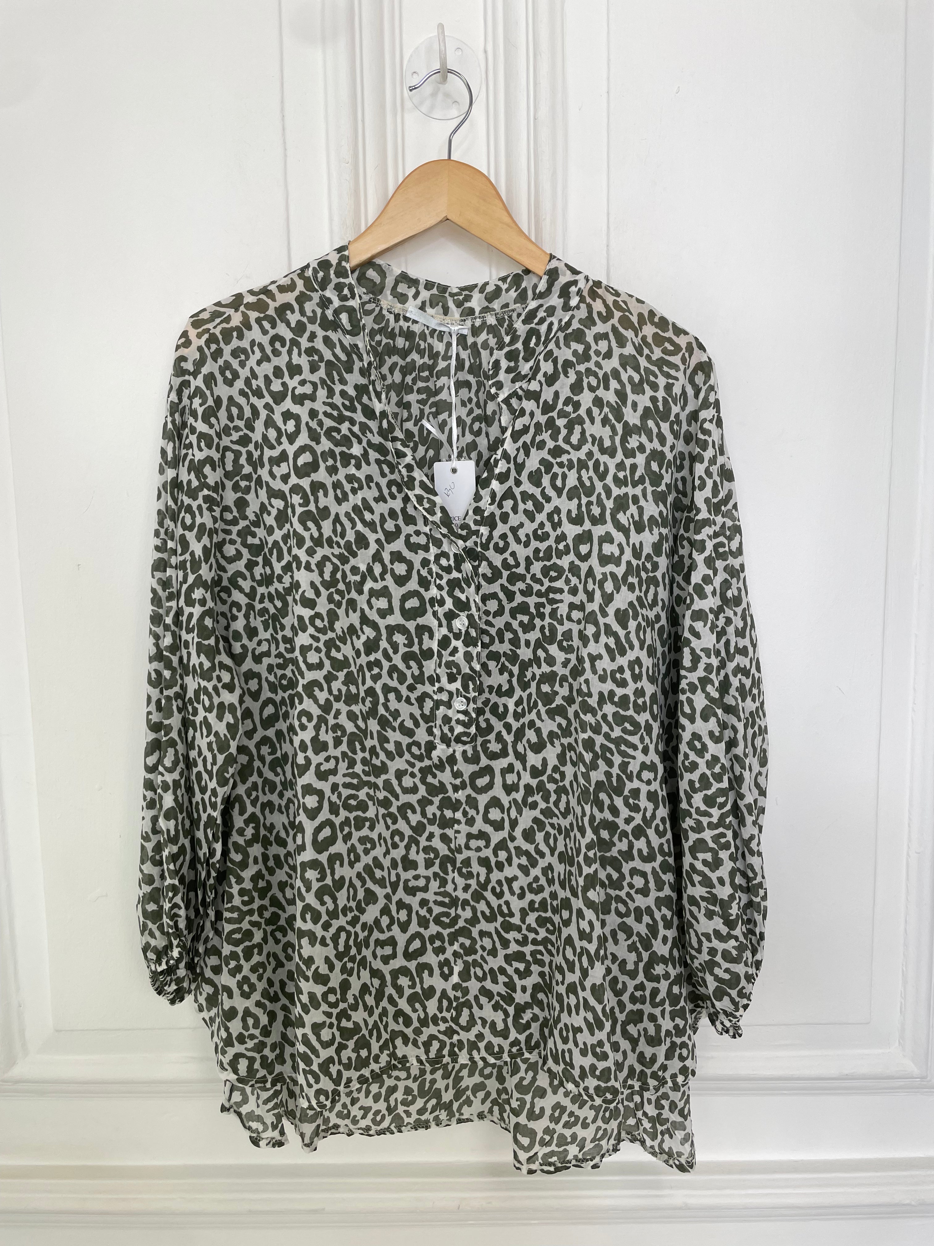 Animal Print Blouse  - Khaki