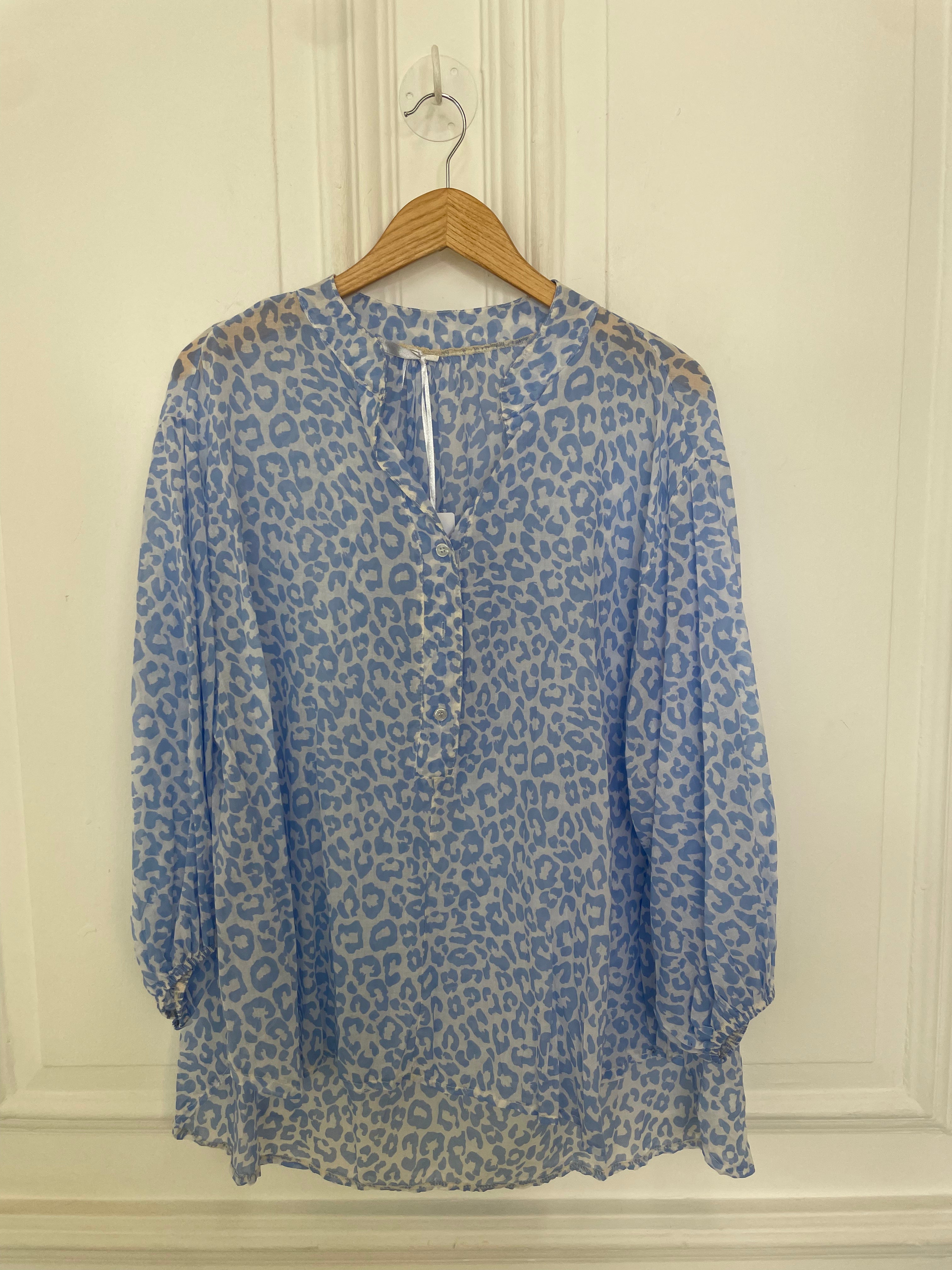 Animal Print Blouse  - Sky